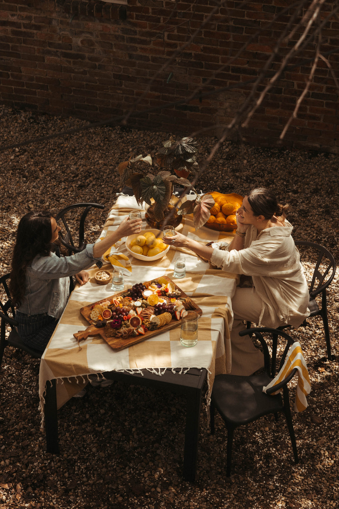 charcuterie board on table scape setting for the holiday