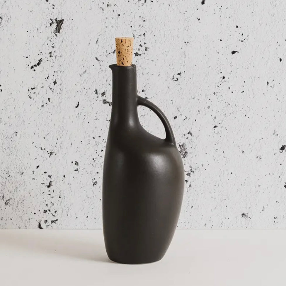 Stoneware Olive Oil Bottle | Matte Black