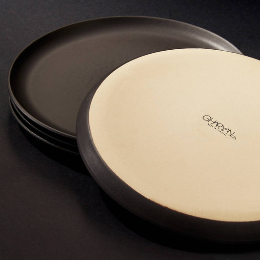Stoneware Flat Salad/Dinner Plate, 9.4" | Matte Black