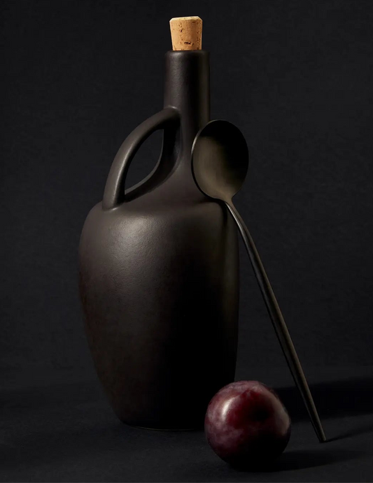 Stoneware Olive Oil Bottle  |  Matte Black