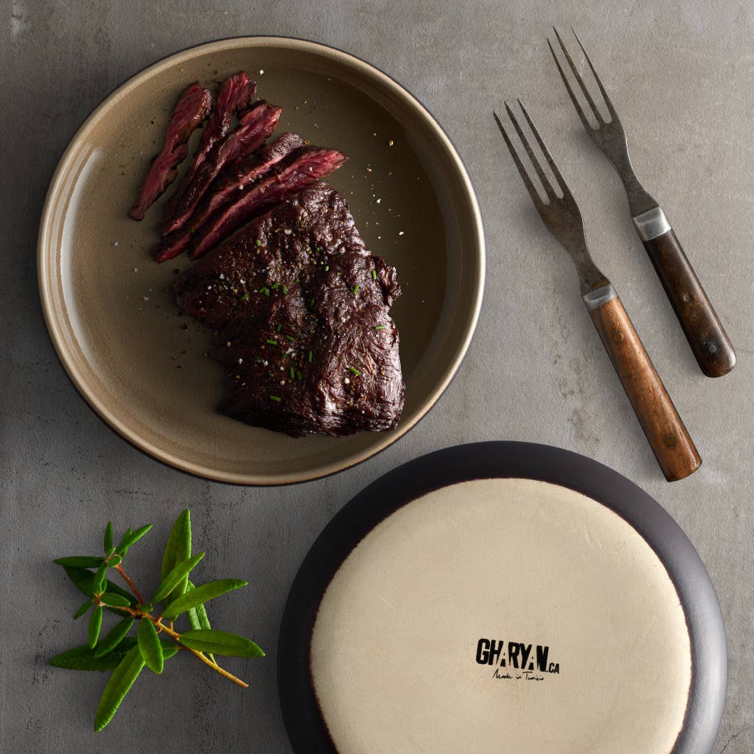 Stoneware Pasta/Salad Plate, 7.9" | Matte Black/Linen