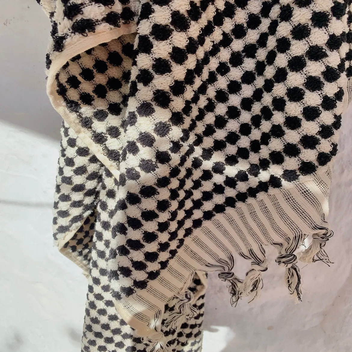 Dotted Terry Bath Towel | Black & White