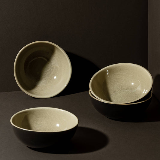 Stoneware Cereal Bowl, 10 oz. | Matte Black/Linen