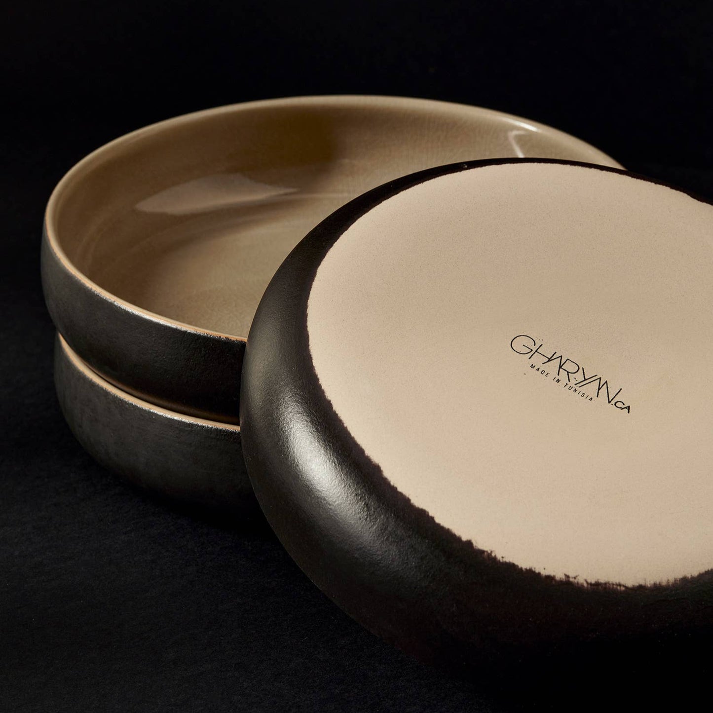 Stoneware Pasta/Salad Plate, 7.9" | Matte Black/Linen