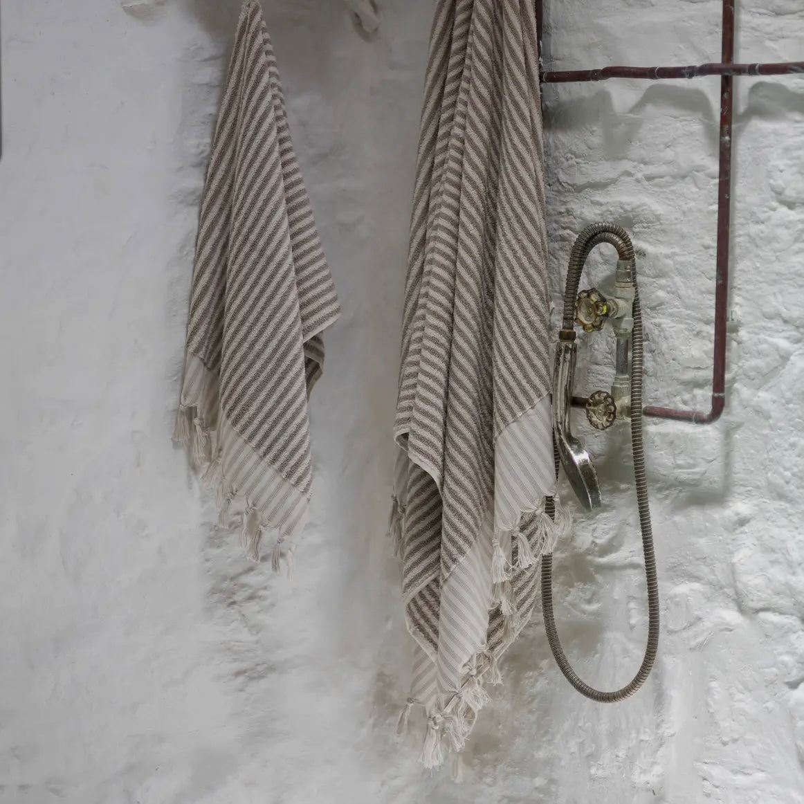 Stripped Terry Bath Towel | Taupe
