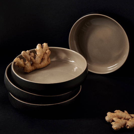 Stoneware Pasta/Salad Plate, 7.9" | Matte Black/Linen