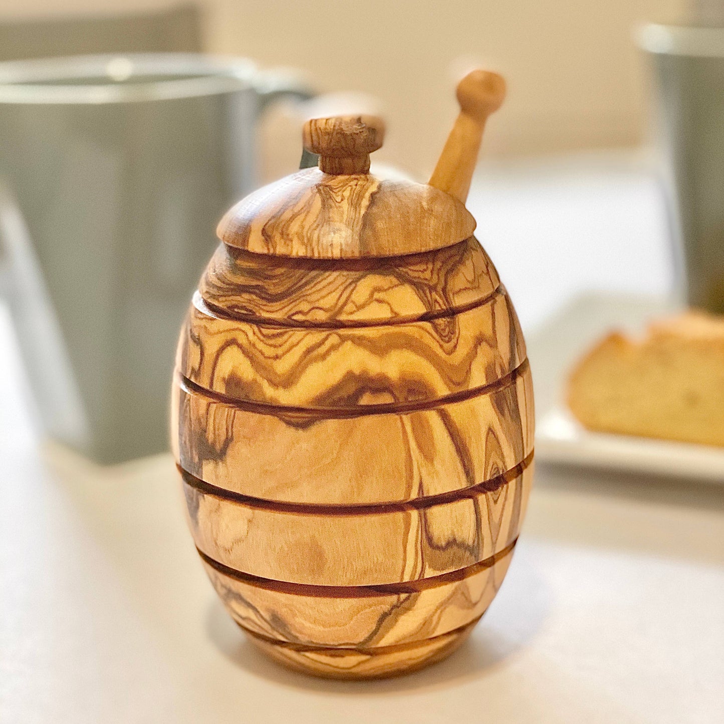Olive Wood Honey Jar