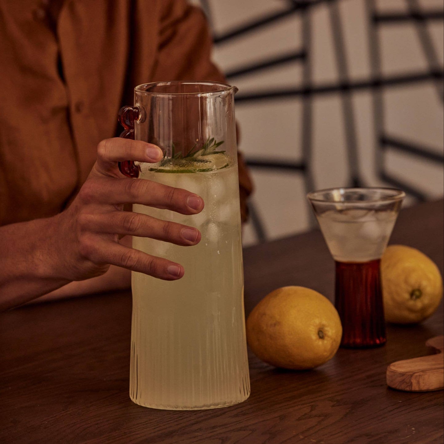 Glass Carafe Pitcher | Clear/Amber