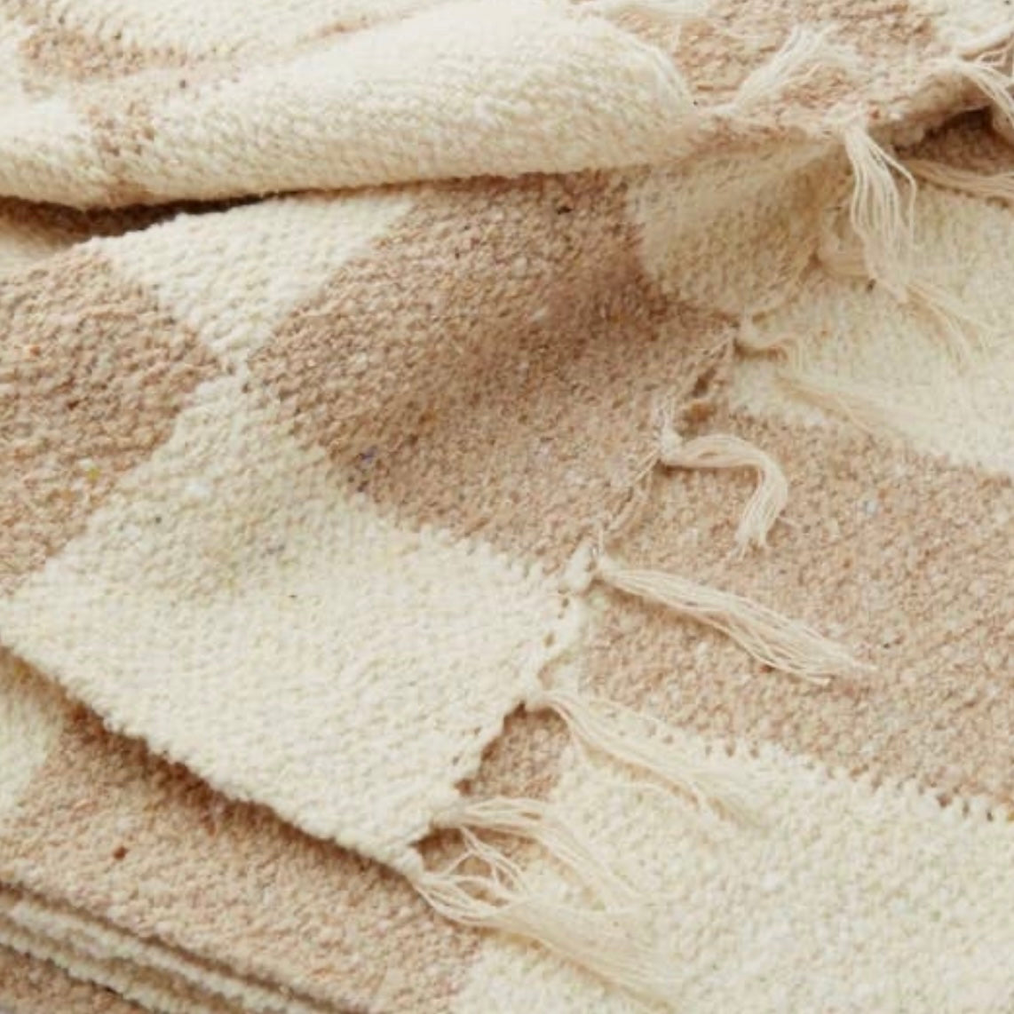 Tan & Cream Checkered Heavyweight Blanket