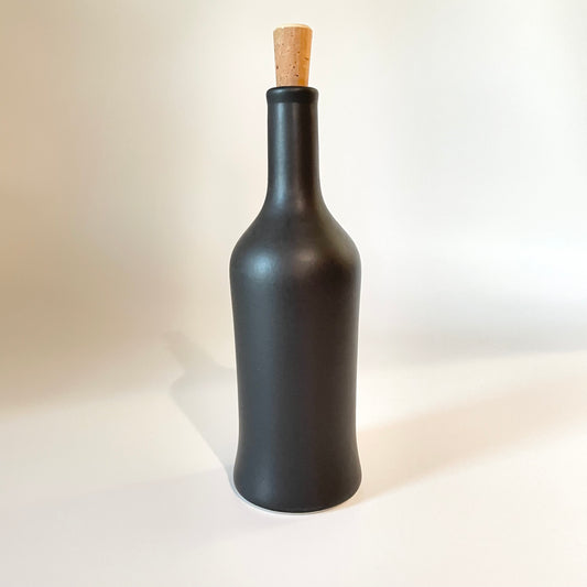 Matte Black Stoneware Olive Oil Bottle