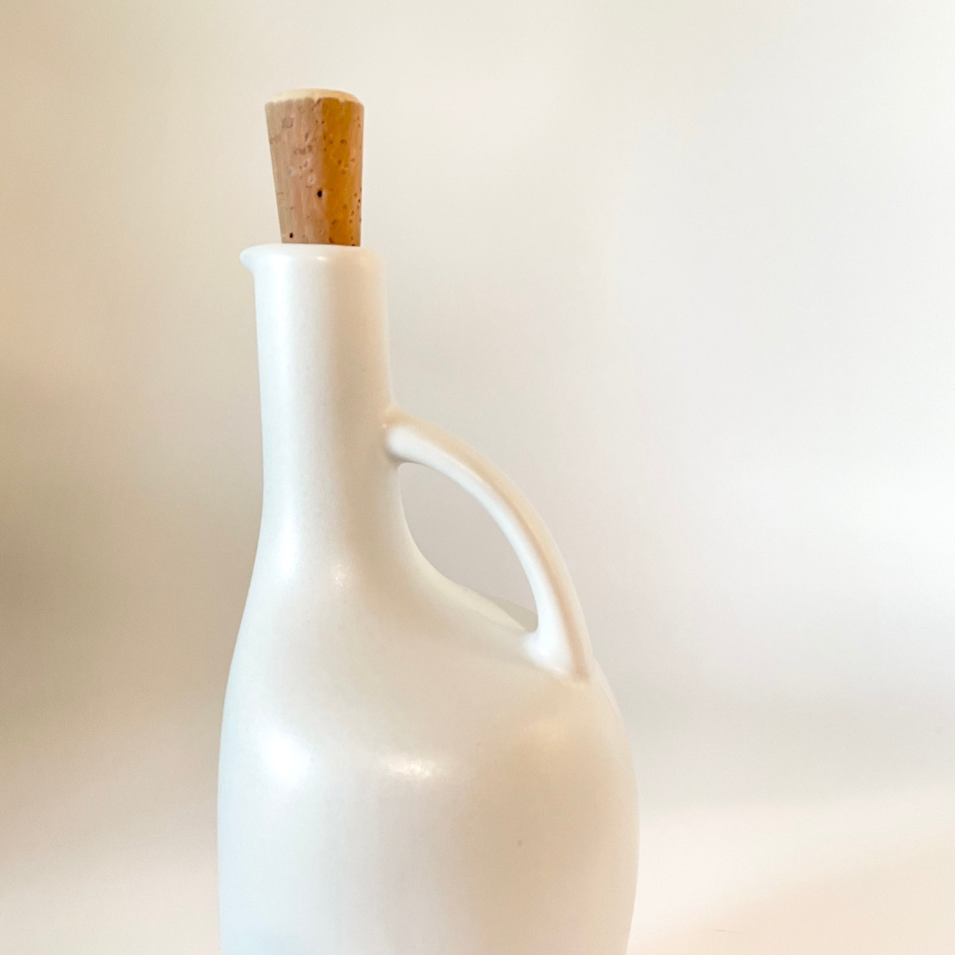 Matte White Stoneware Olive Oil Bottle