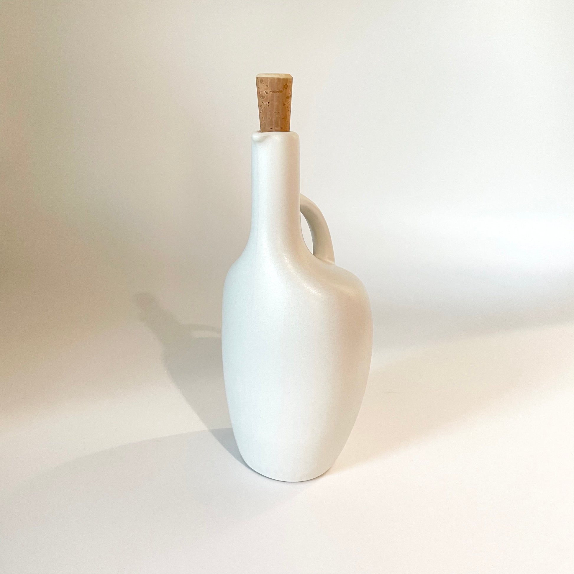 Matte White Stoneware Olive Oil Bottle