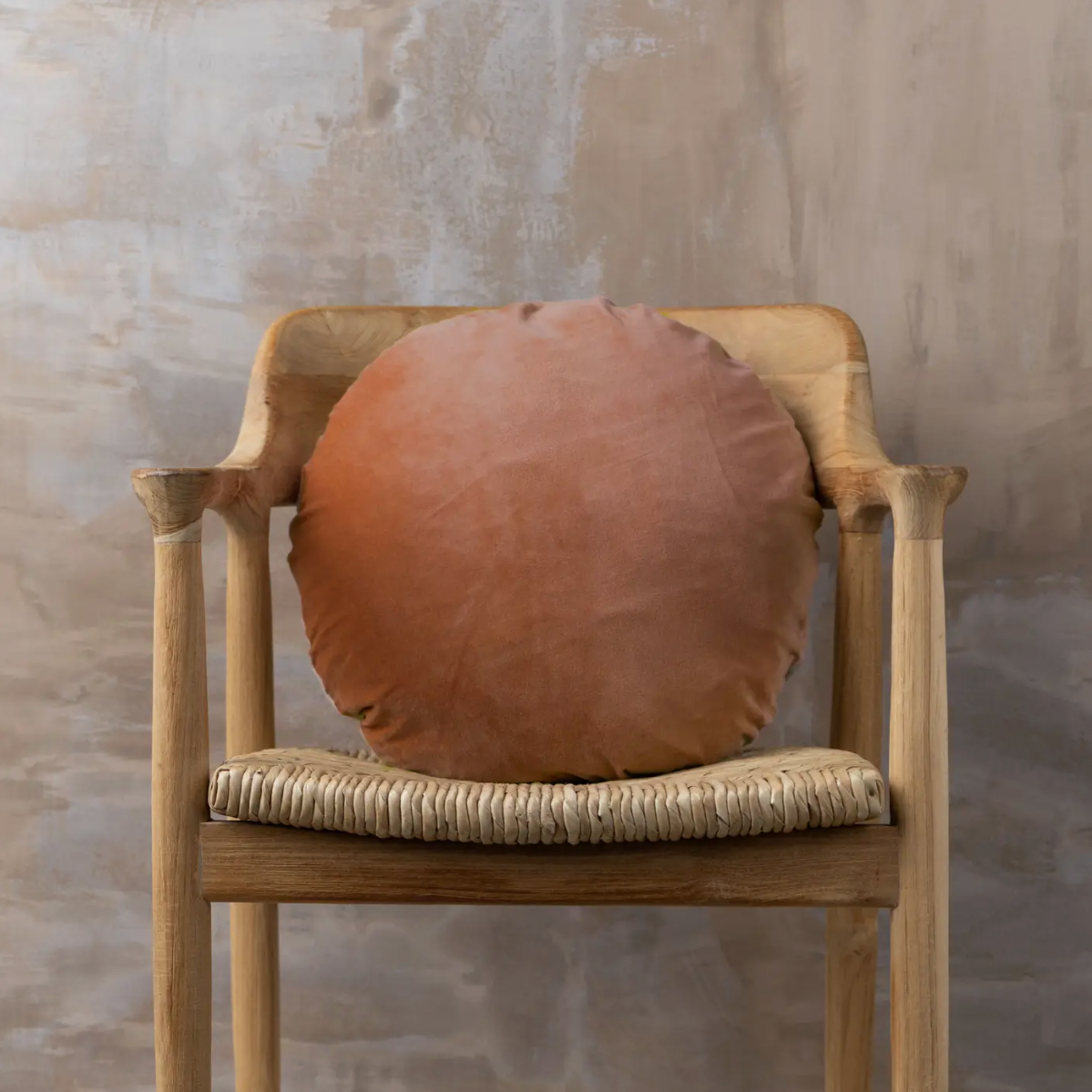 Linen & Velvet Round Cushion | Anatolia