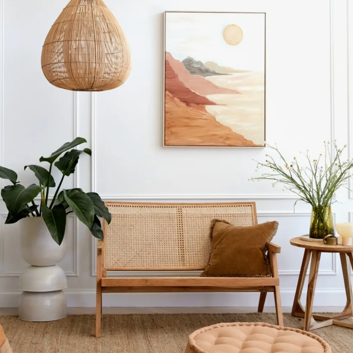 Nutmeg Velvet Square Cushion with Fringe