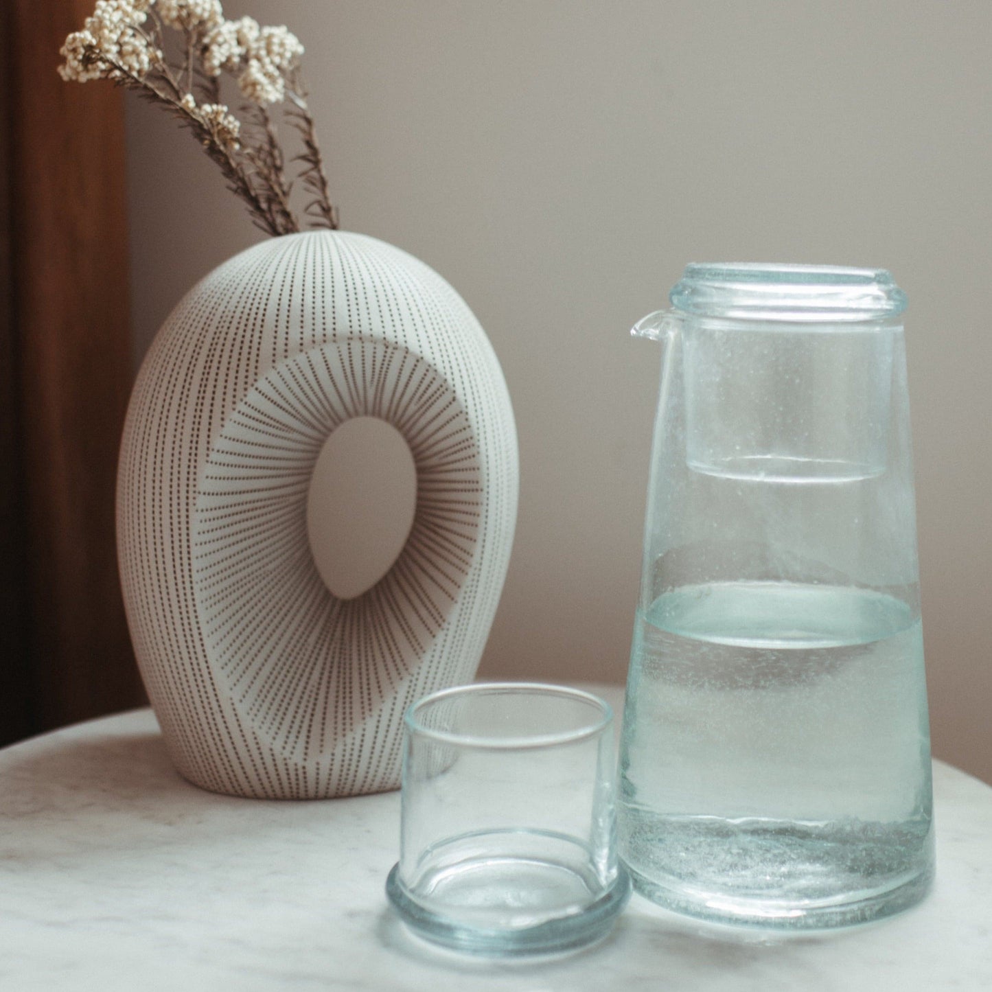 Moroccan Glass Carafe and Tumbler Set