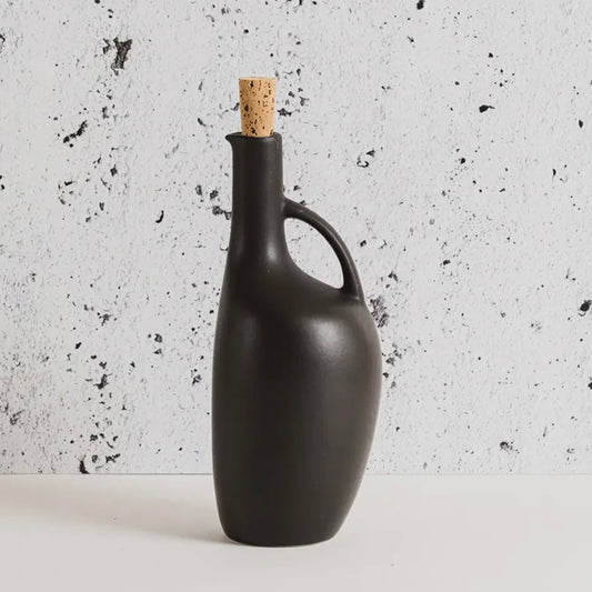 Stoneware Olive Oil Bottle  |  Matte Black