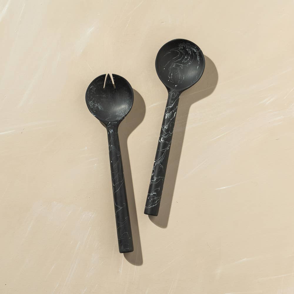 Resin Salad Servers | Ash Black