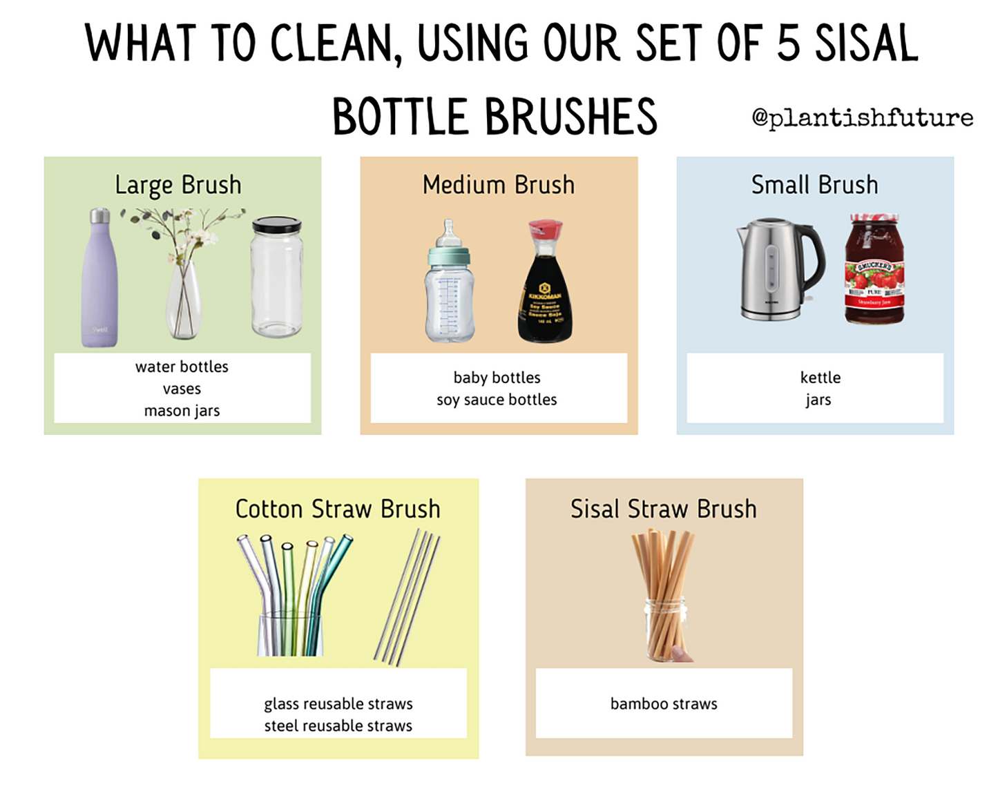 Sisal Bottle Brushes | Set of 5