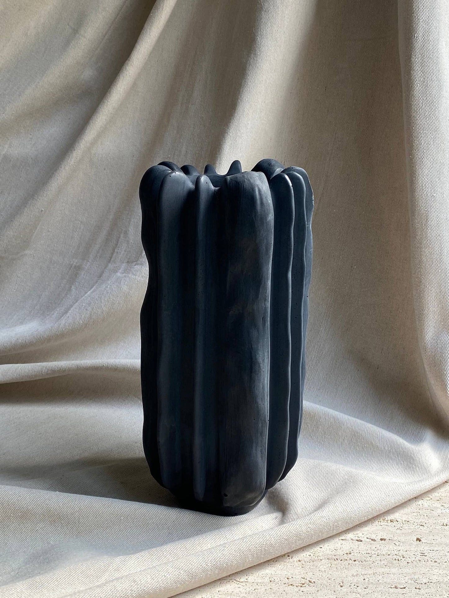 Sculpted Concrete Vase| Black