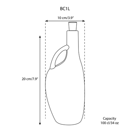 Stoneware Olive Oil Bottle  |  Shiny Green