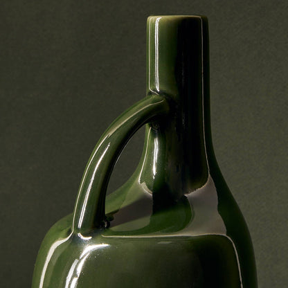 Stoneware Olive Oil Bottle  |  Shiny Green