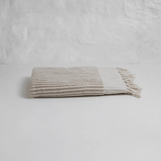 Stripped Terry Bath Towel | Taupe