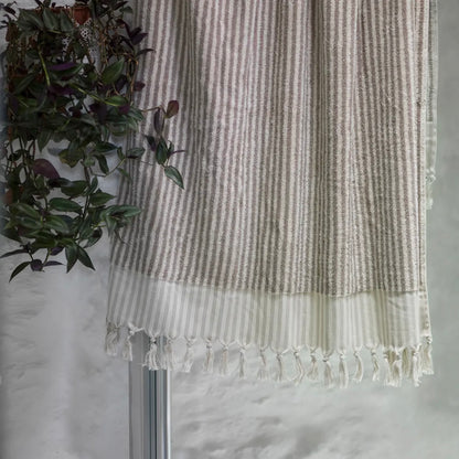 Stripped Terry Bath Towel | Taupe