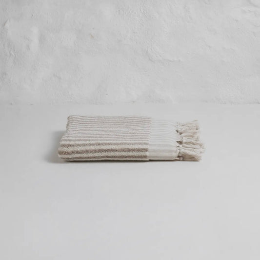 Stripped Terry Hand Towel | Taupe