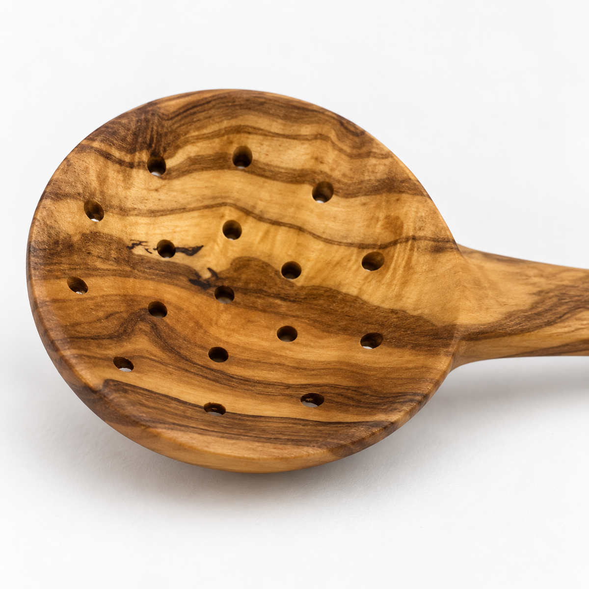 Olive Wood Strainer Spoon