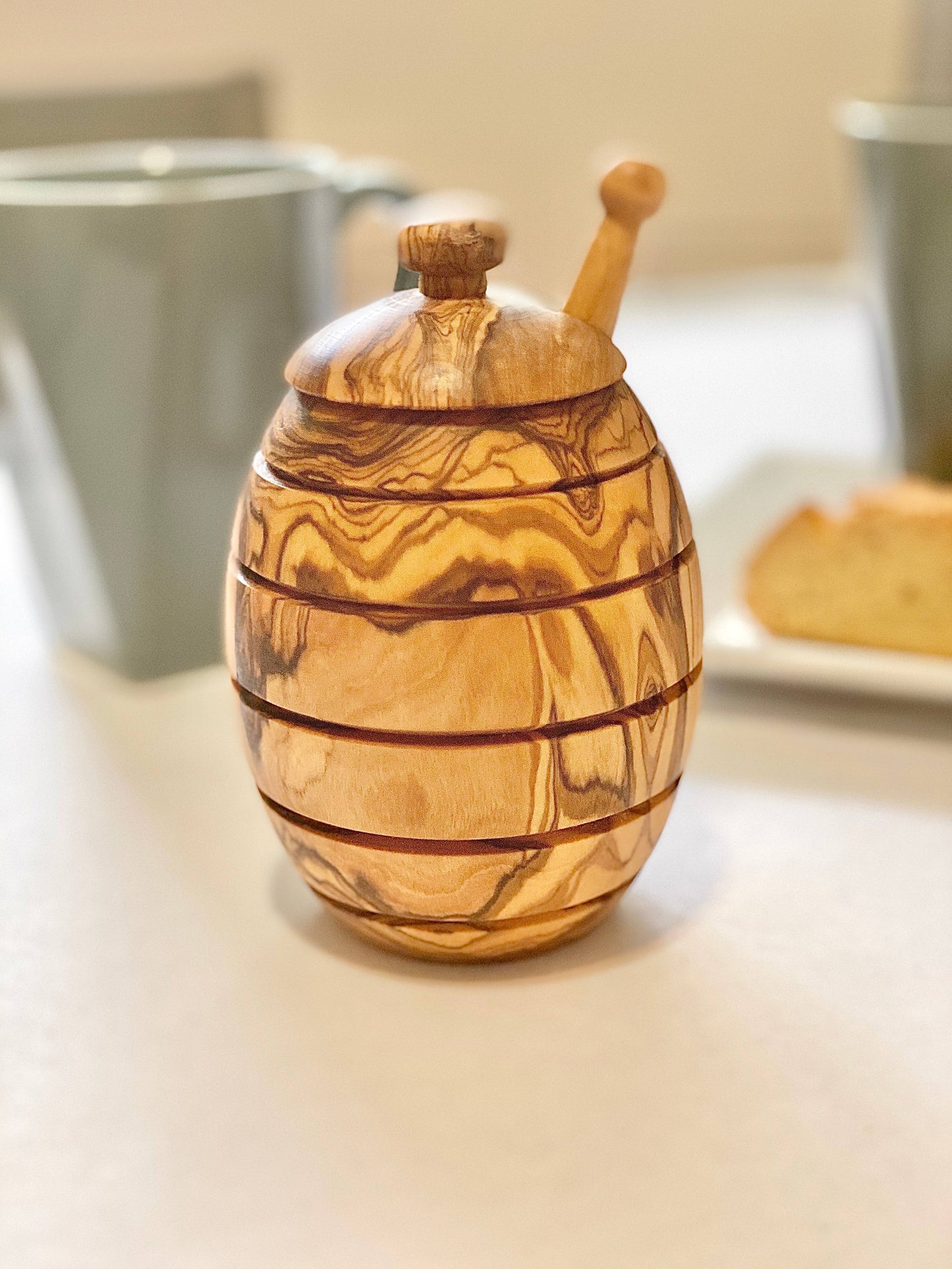 Olive Wood Honey Jar