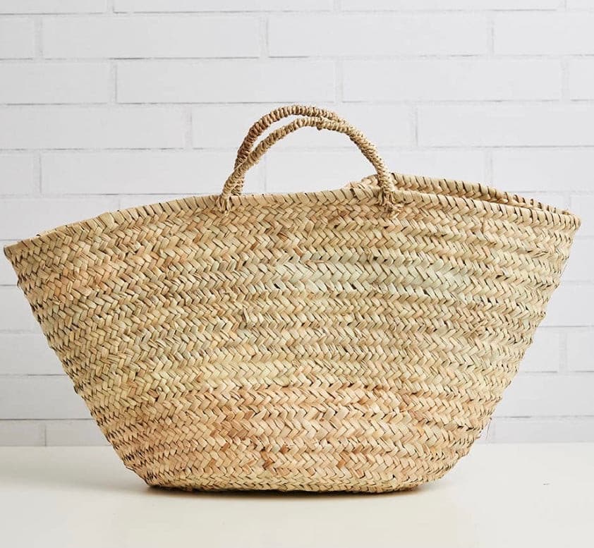 French Straw Shopping Tote Basket Wilde Home Decor