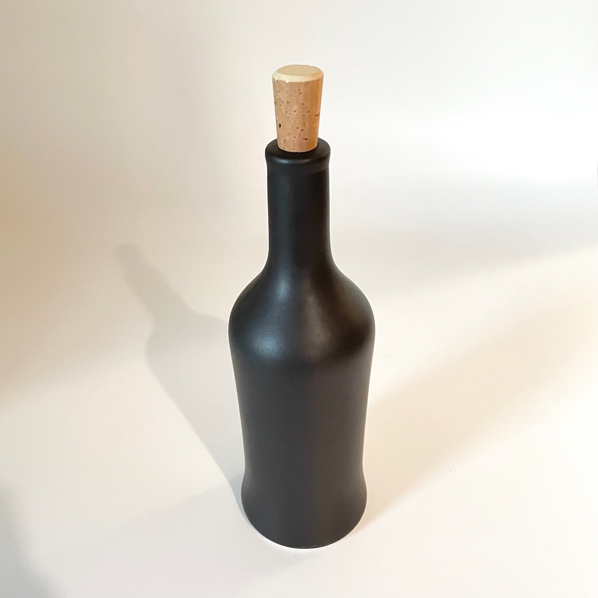Matte Black Stoneware Olive Oil Bottle