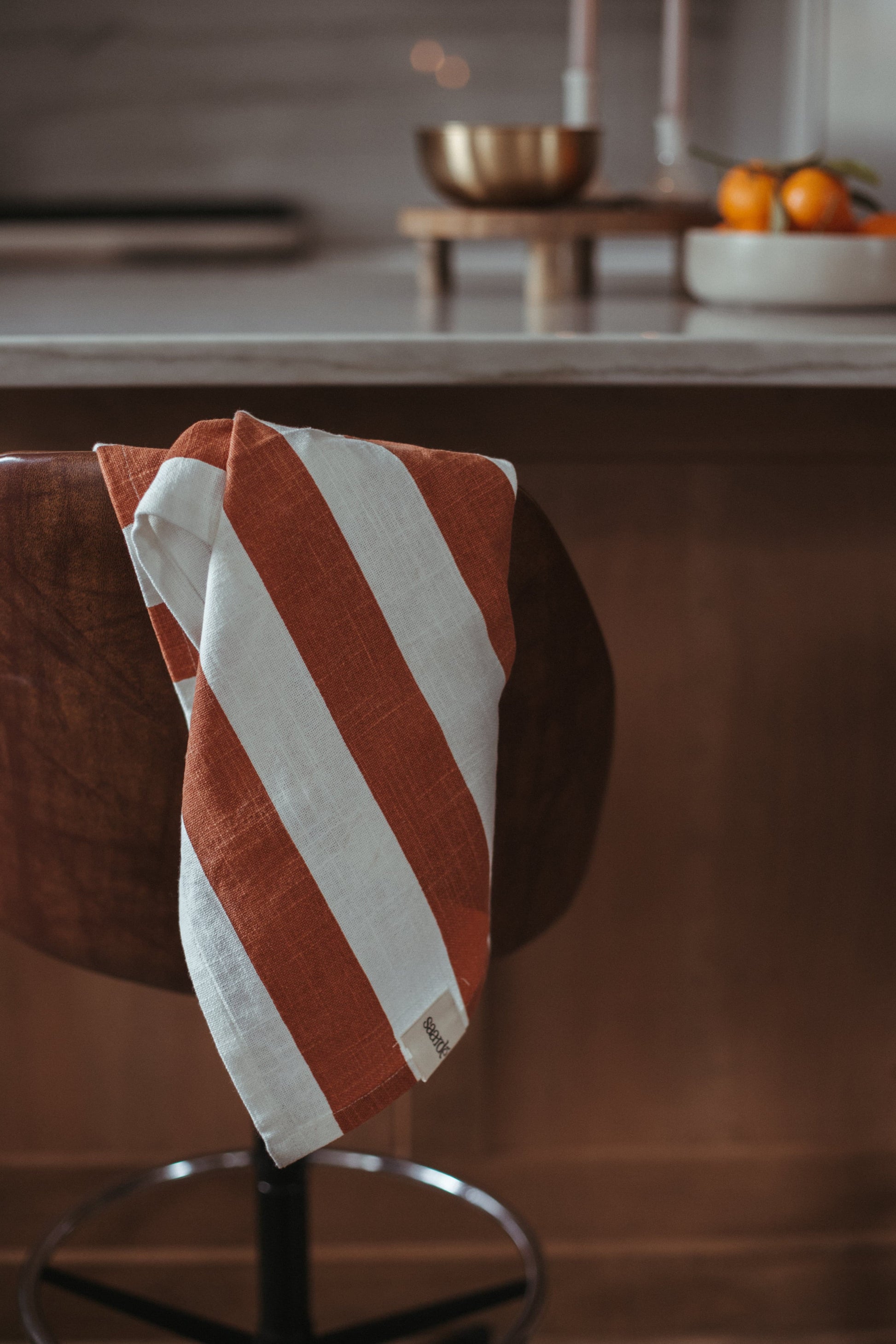 Terracotta Striped Sardinia Tea Towel