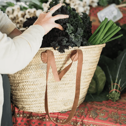 French Market Tote with Leather Straps