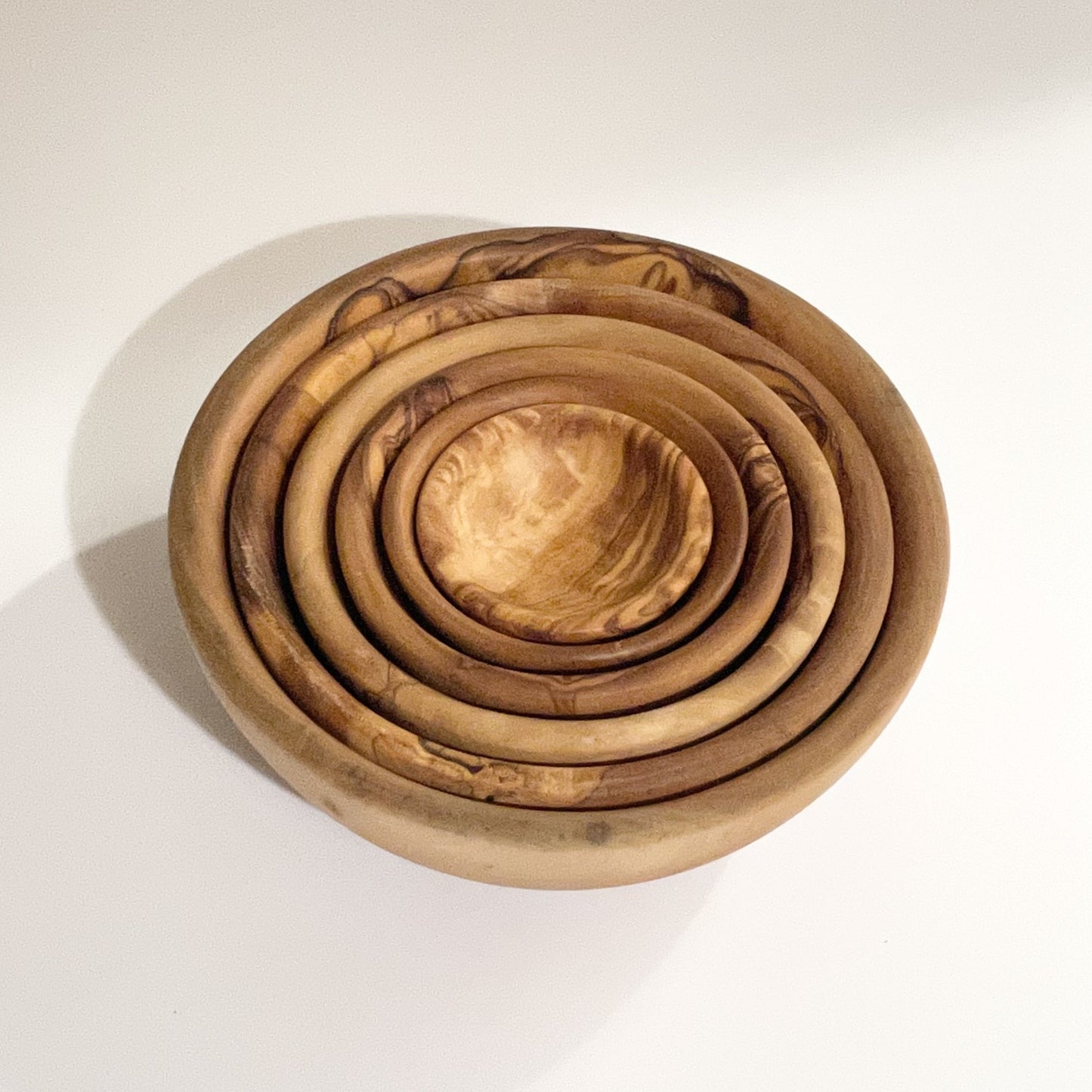 Set of 6 Olive Wood Nesting Bowls