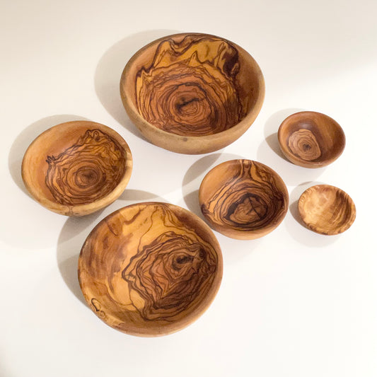 Set of 6 Olive Wood Nesting Bowls