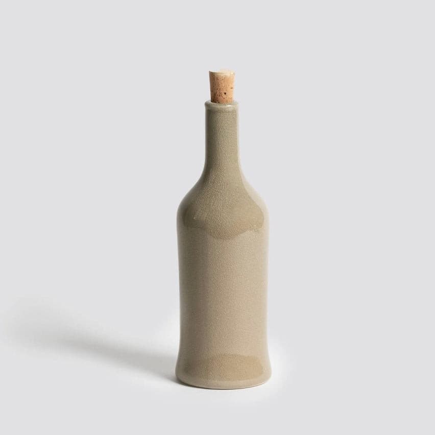 Linen Stoneware Olive Oil Bottle